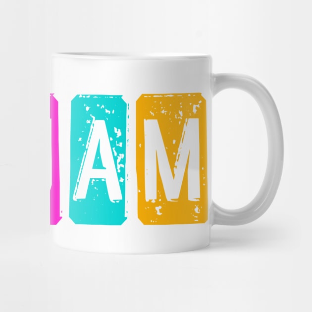 "FIGJAM" in bright neon - Aussie slang FTW (dogtag style cut-out letters) by PlanetSnark